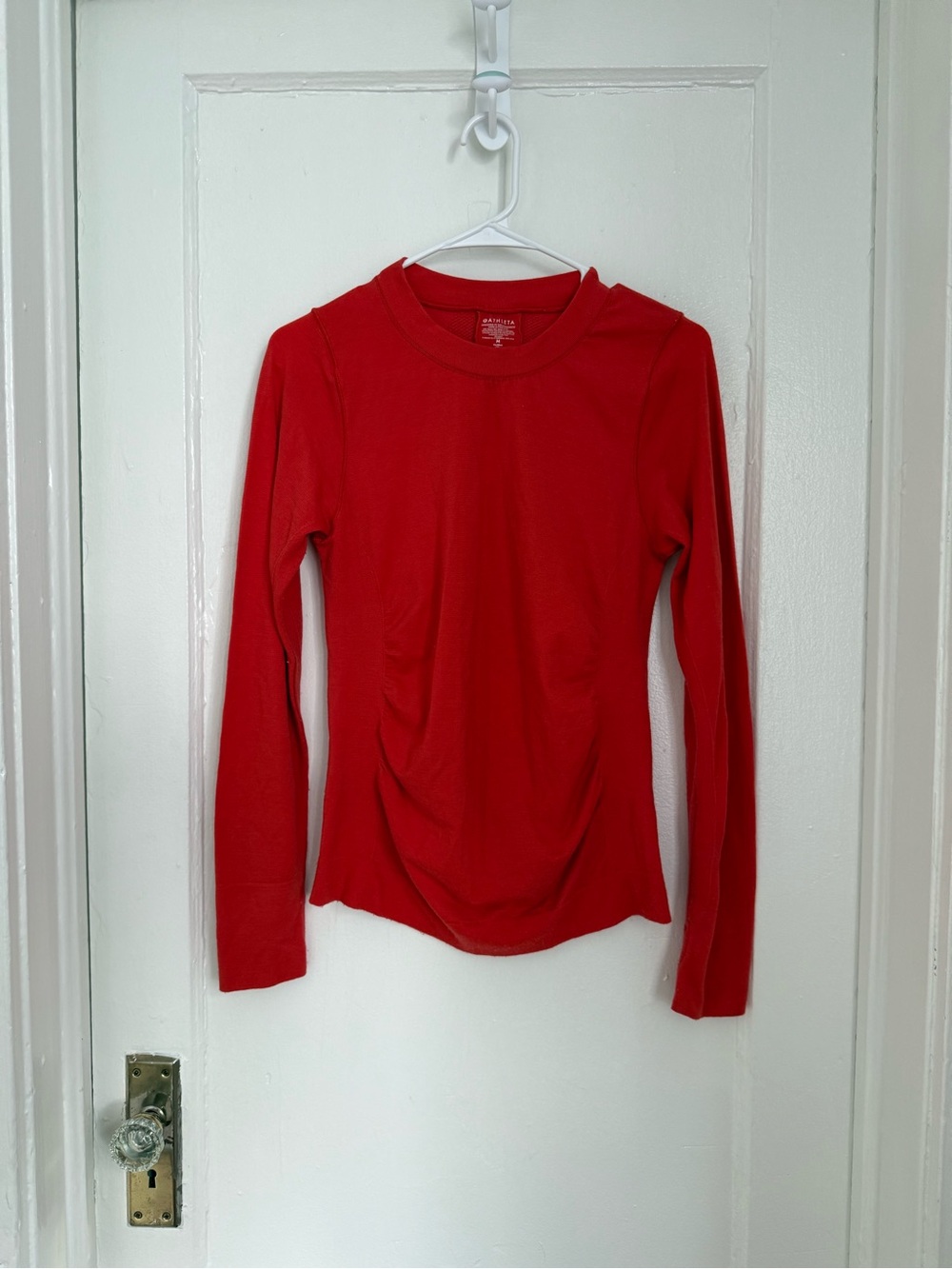 Red athleta long sleeve exercise top